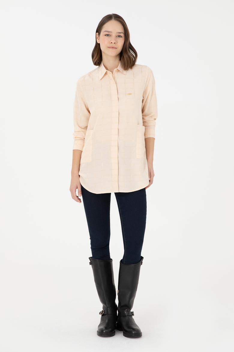 Kadın Ekru Uzun Kollu Tunik Gömlek - 50289890010