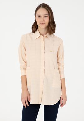 Kadın Ekru Uzun Kollu Tunik Gömlek - 50289890010