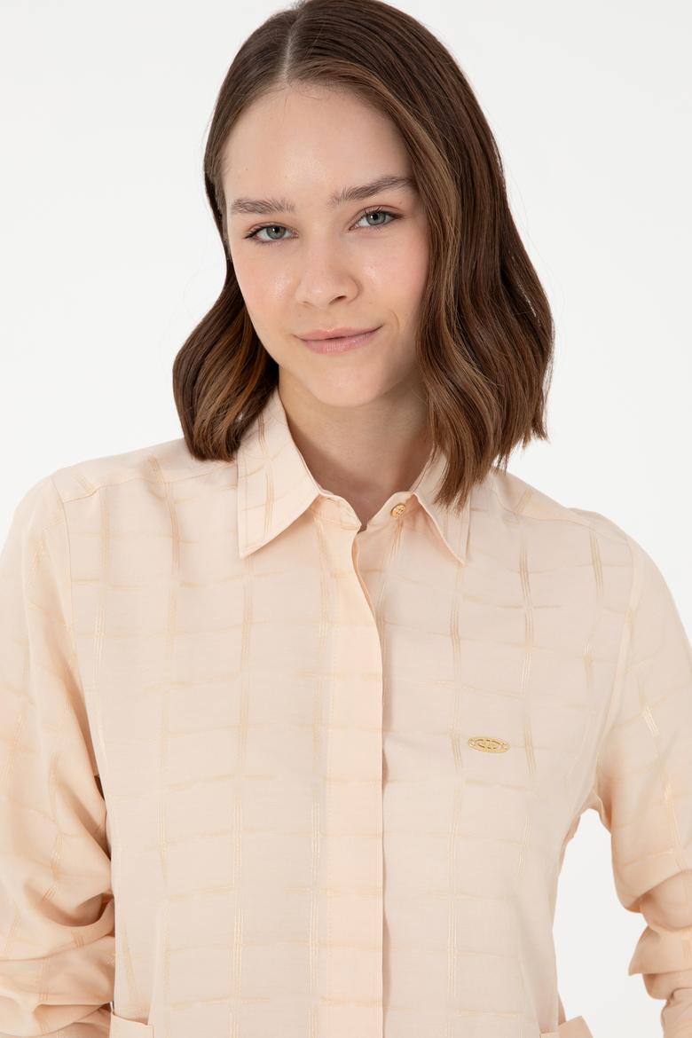 Kadın Ekru Uzun Kollu Tunik Gömlek - 50289890010