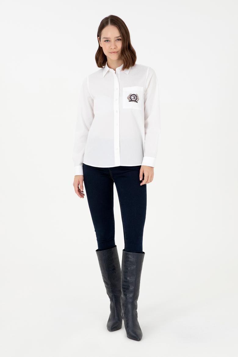 Kadın Beyaz Uzun Kollu Gömlek - 50291087005