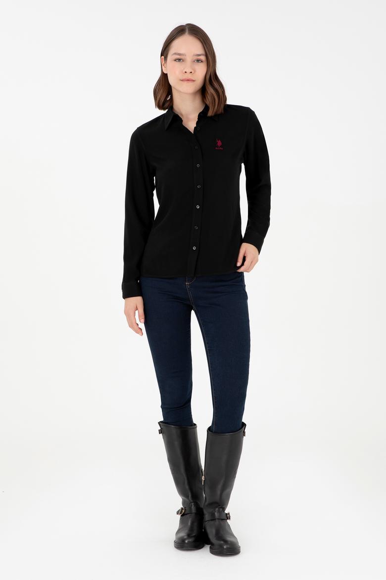 Kadın Siyah Uzun Kollu Gömlek - 50297165045
