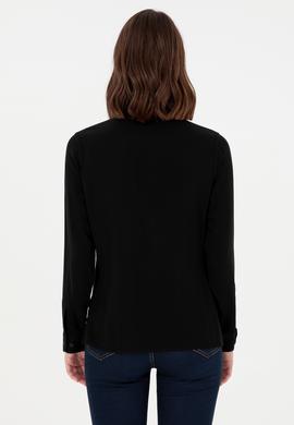 Kadın Siyah Uzun Kollu Gömlek - 50297165045