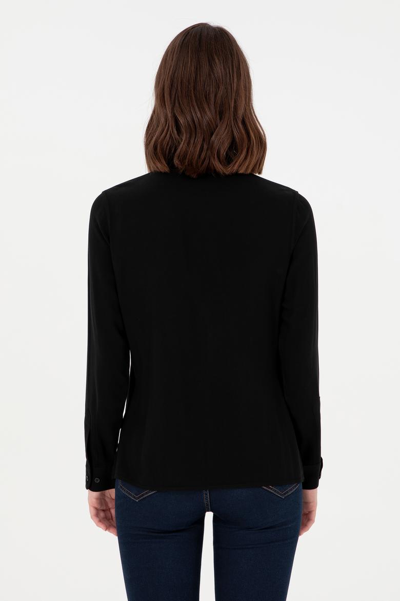 Kadın Siyah Uzun Kollu Gömlek - 50297165045