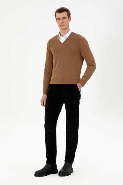 Erkek Regular Fit Siyah Kanvas Pantolon
