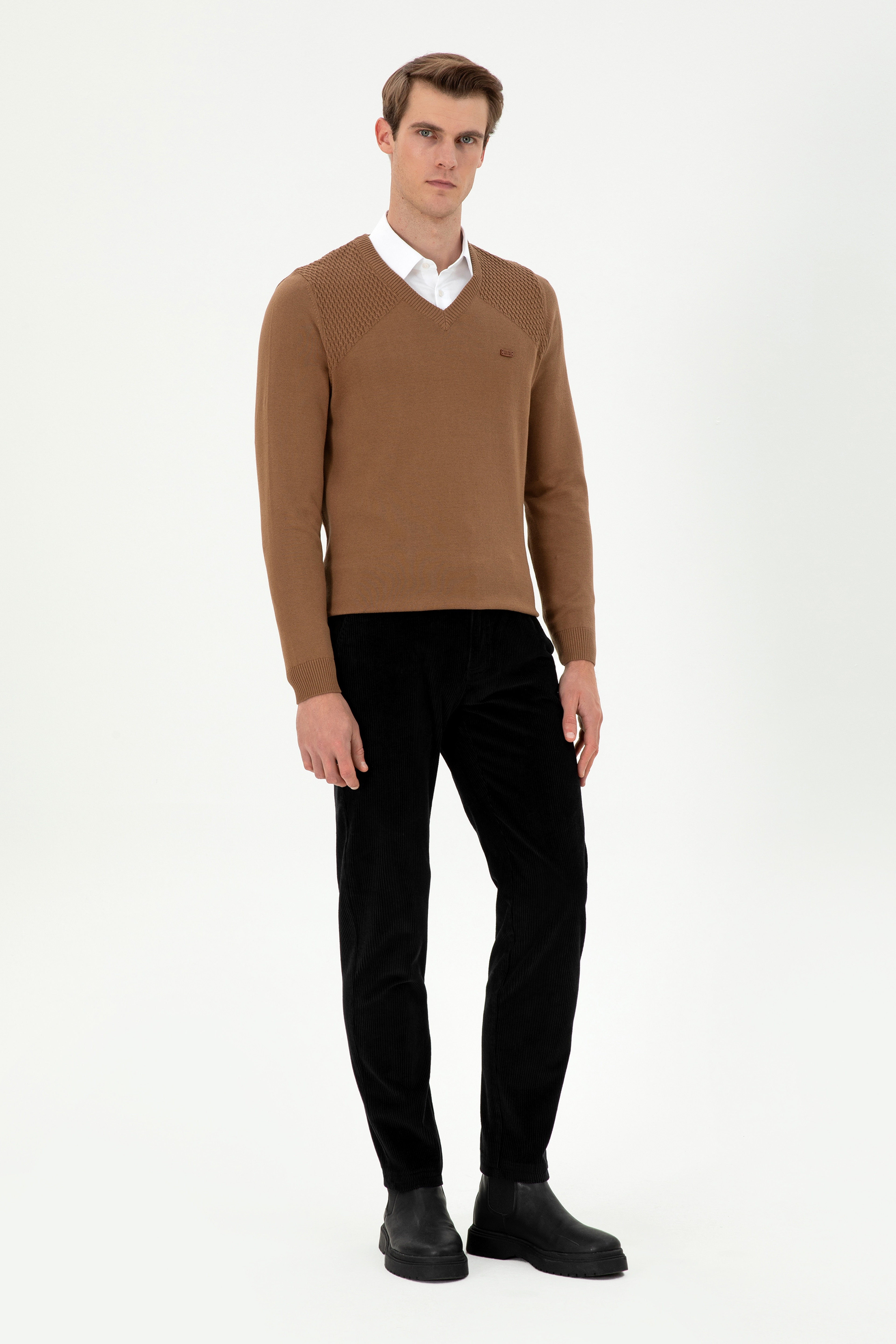 Erkek Regular Fit Siyah Kanvas Pantolon