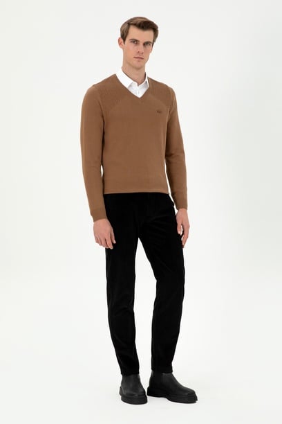 Erkek Regular Fit Siyah Kanvas Pantolon