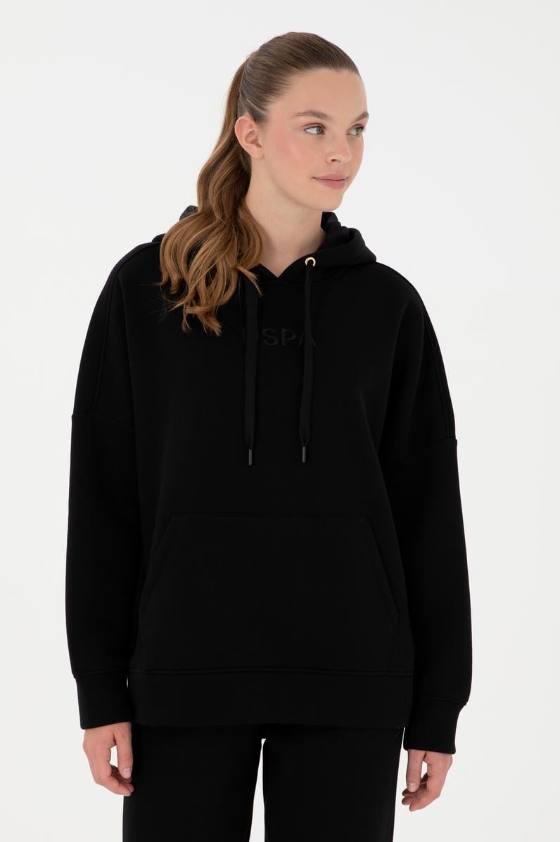 Kadın Siyah Kapüşonlu Sweatshirt