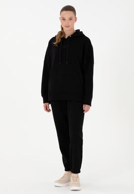 Kadın Siyah Kapüşonlu Sweatshirt - 50292370066