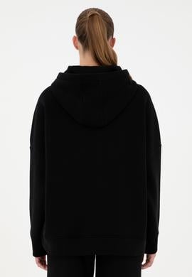 Kadın Siyah Kapüşonlu Sweatshirt - 50292370066