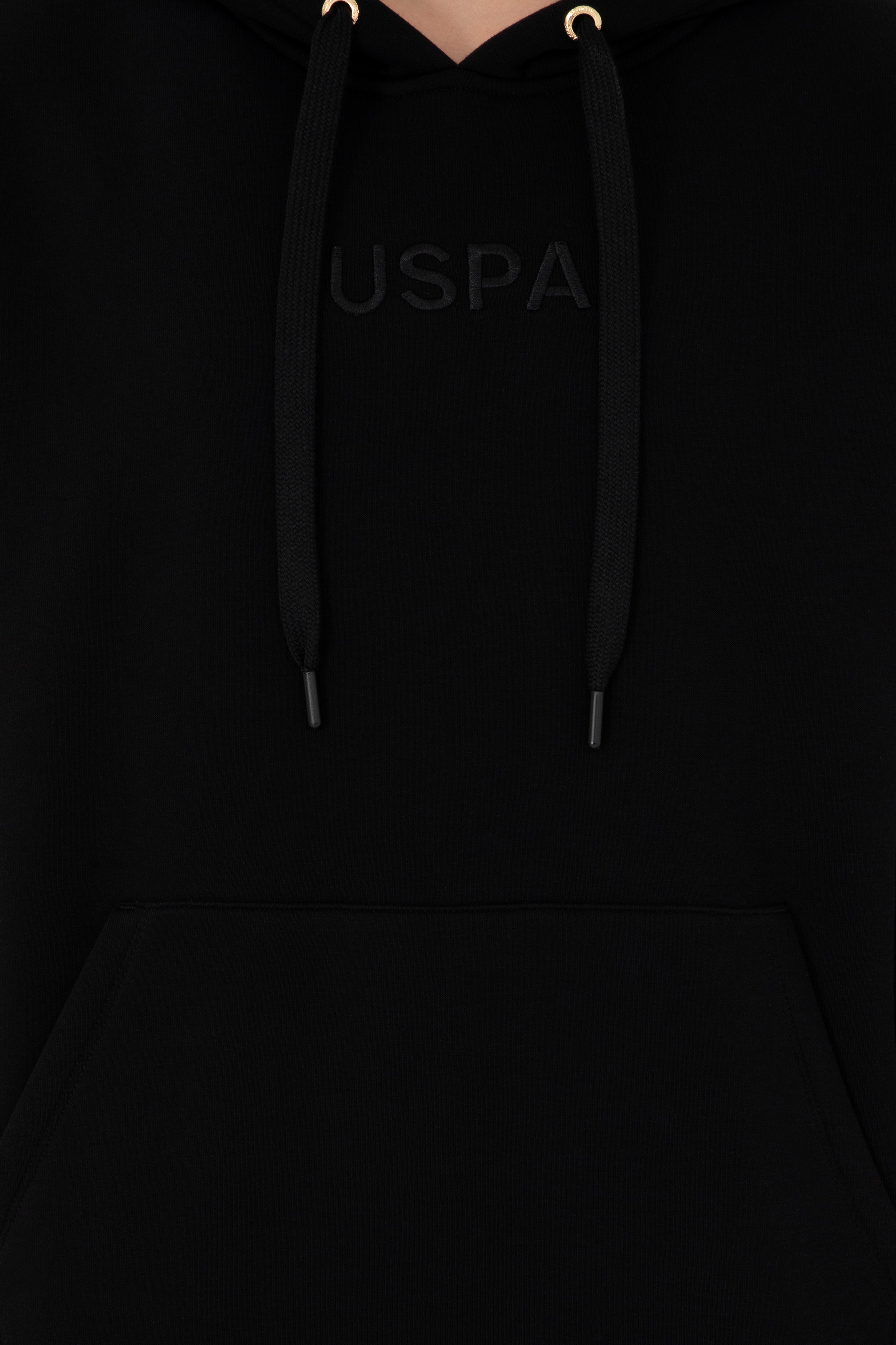 Kadın Siyah Kapüşonlu Sweatshirt - Image 6