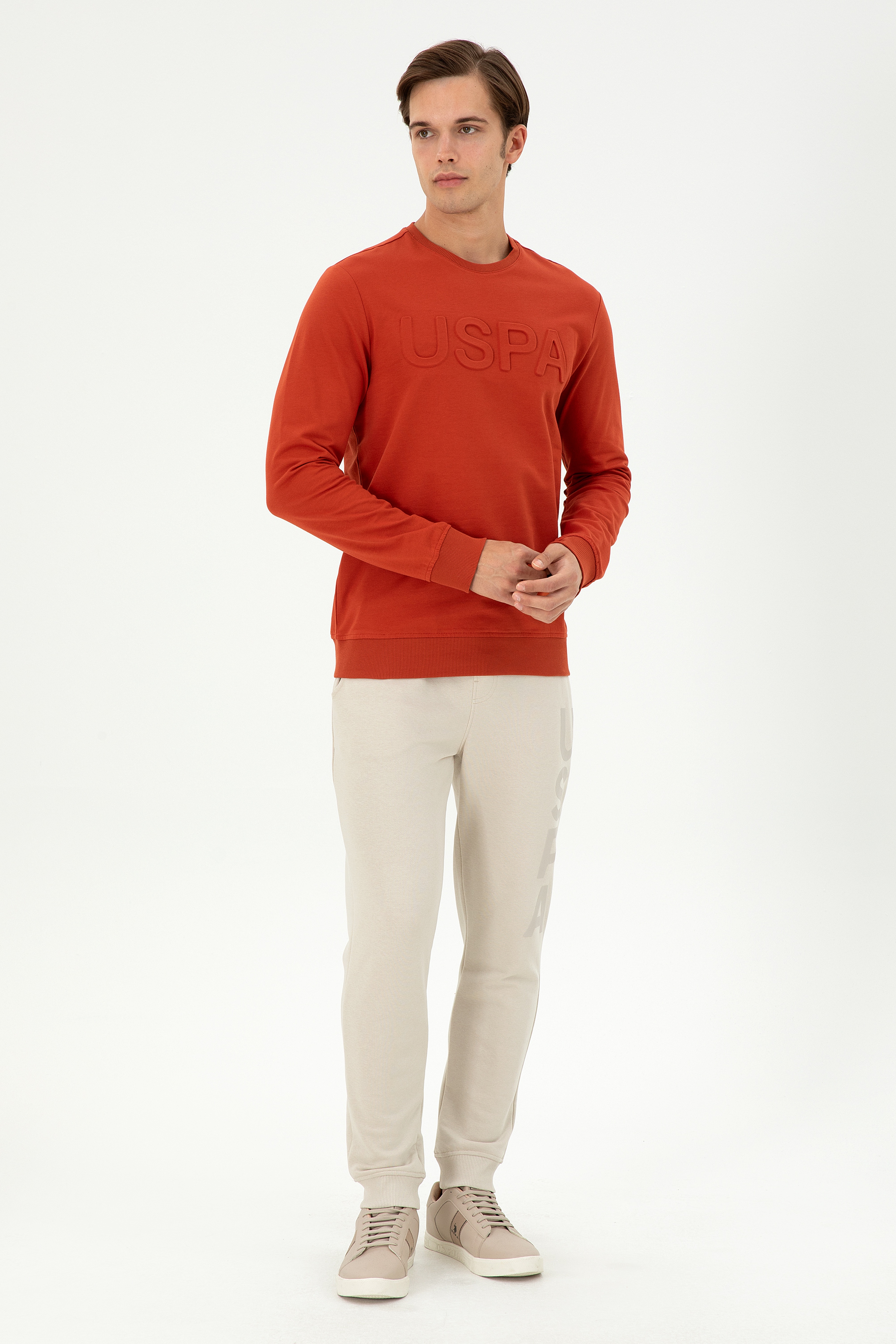 Erkek Regular Fit Bisiklet Yaka Kiremit Basic Sweatshirt