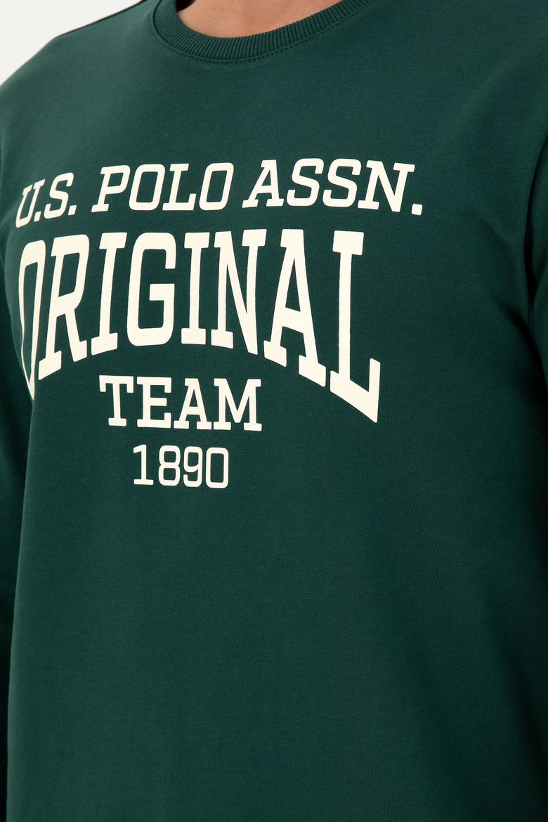 Erkek Regular Fit Bisiklet Yaka Koyu Yeşil Sweatshirt - 50290253027