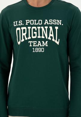 Erkek Regular Fit Bisiklet Yaka Koyu Yeşil Sweatshirt - 50290253027