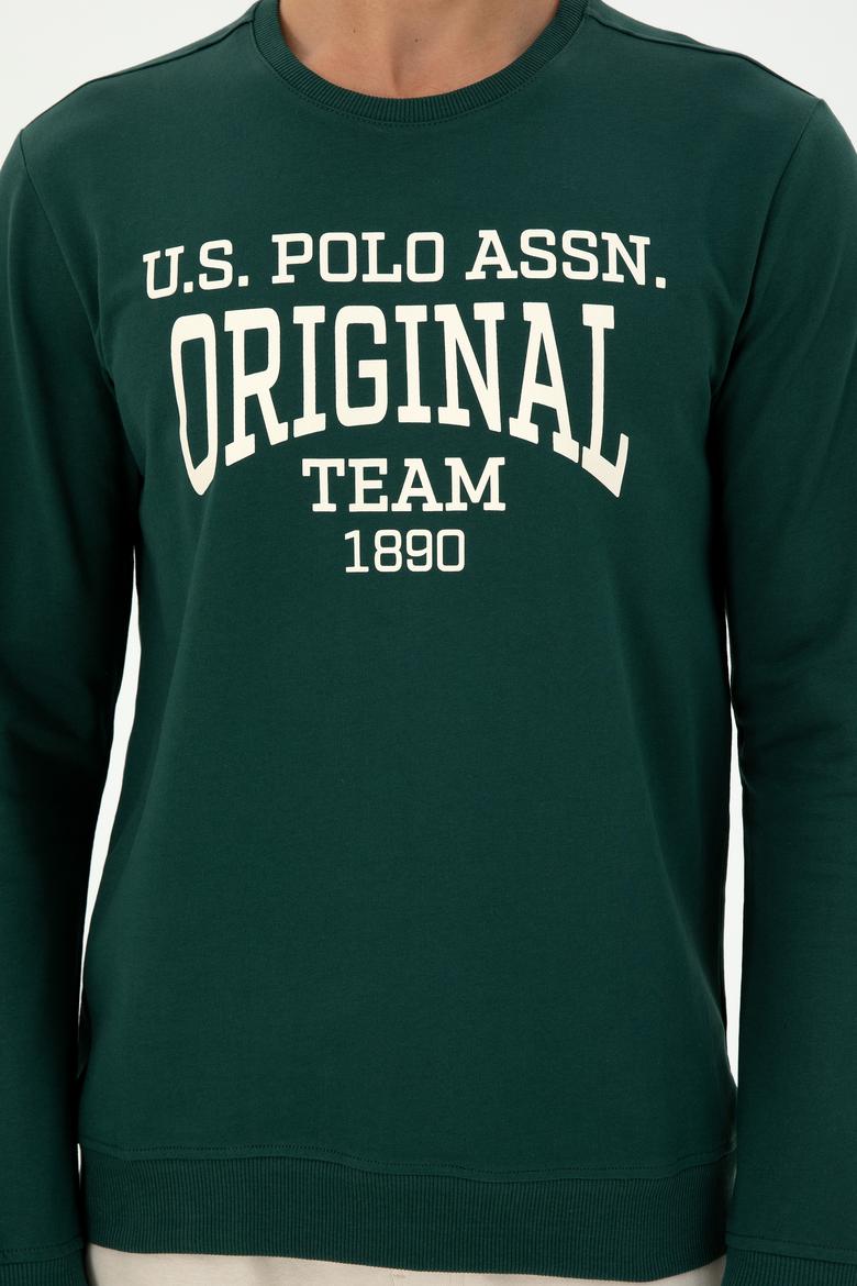 Erkek Regular Fit Bisiklet Yaka Koyu Yeşil Sweatshirt - 50290253027