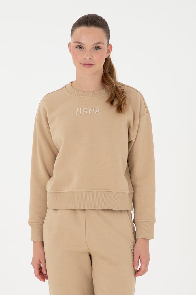 Kadın Kum Bisiklet Yaka Sweatshirt