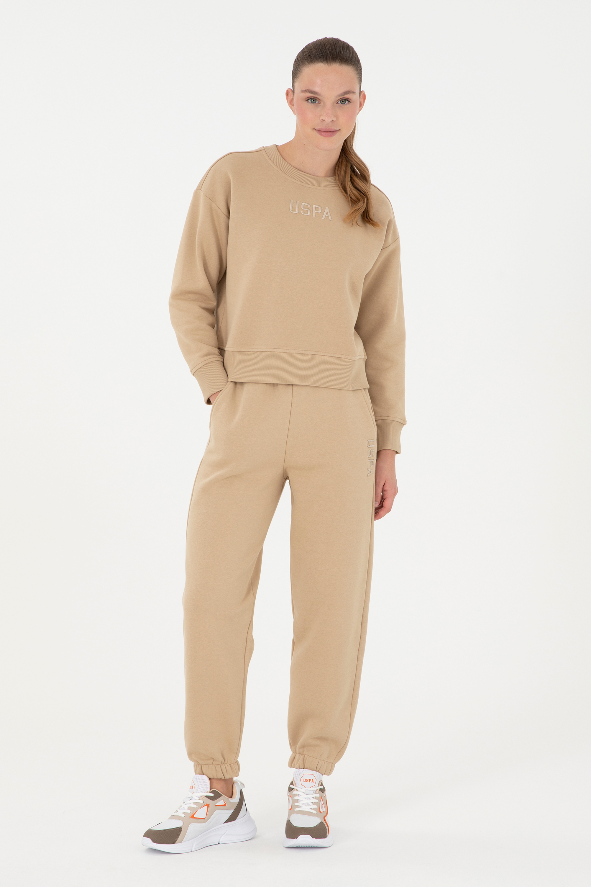 Kadın Kum Bisiklet Yaka Sweatshirt - Image 5