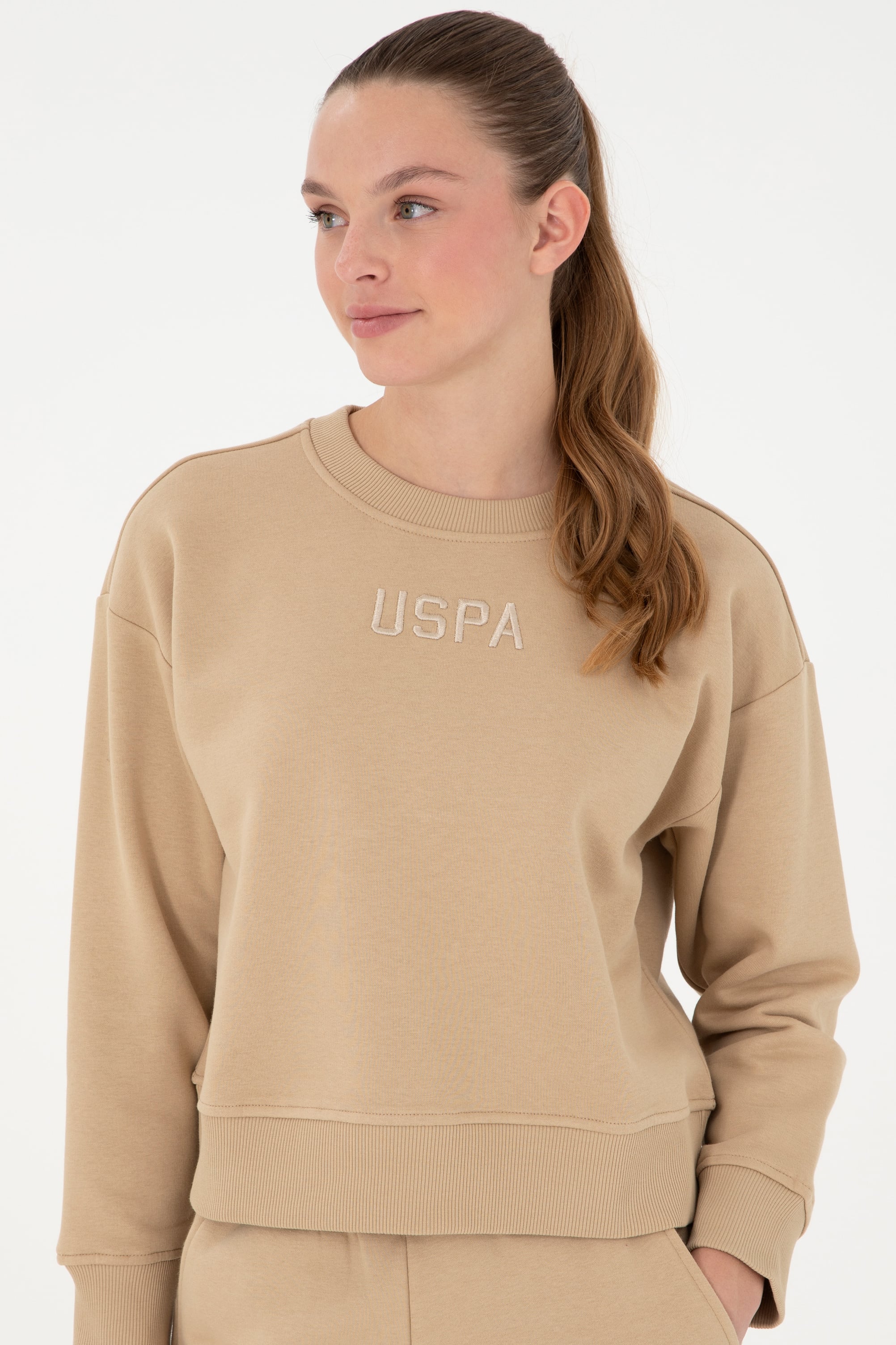 Kadın Kum Bisiklet Yaka Sweatshirt - Image 4