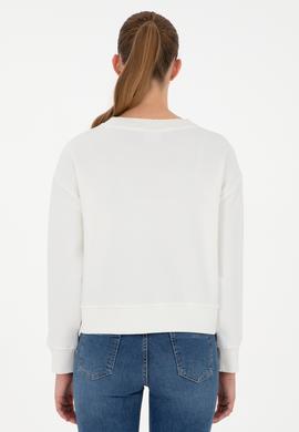 Kadın Ekru Bisiklet Yaka Sweatshirt - 50294751054