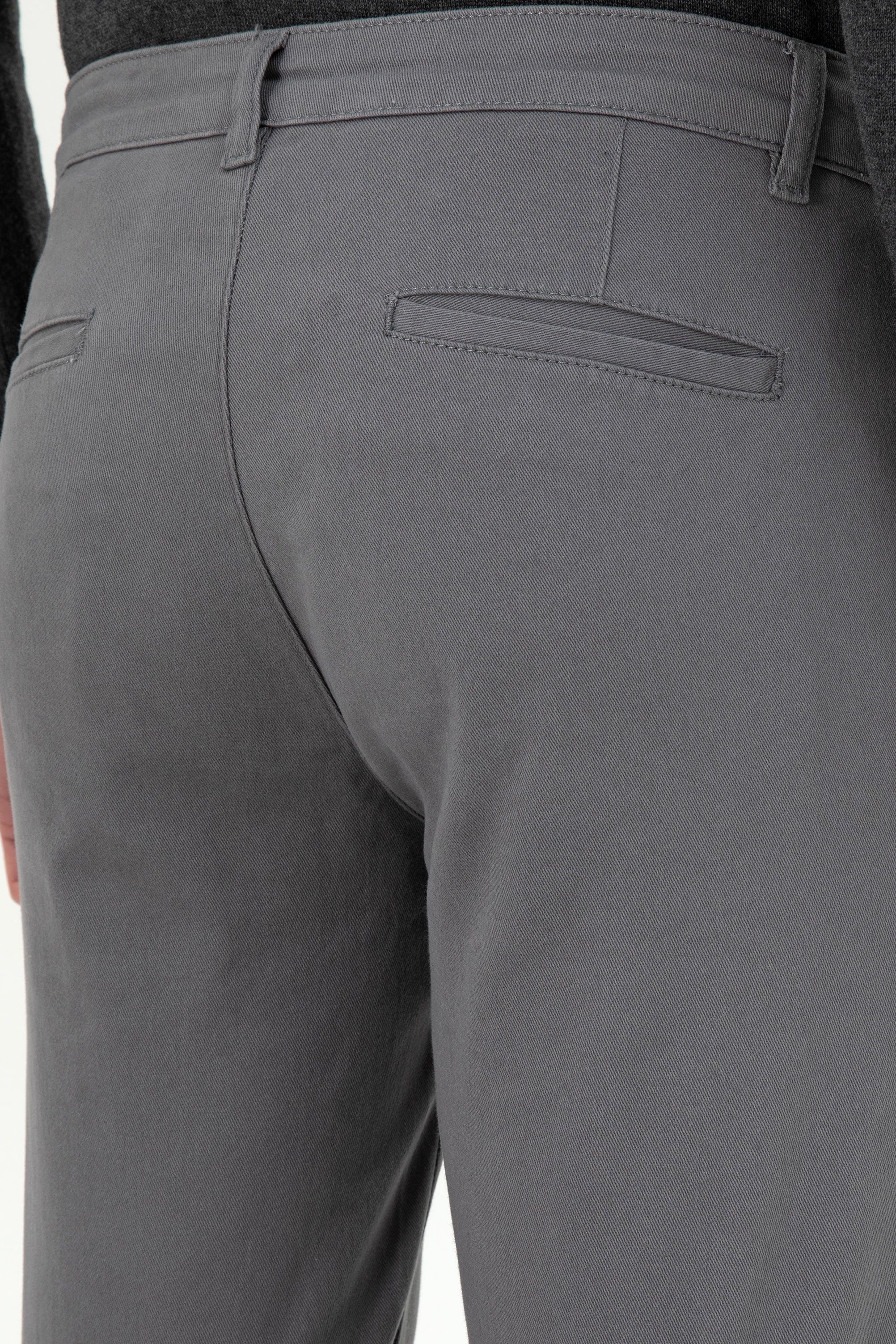 Erkek Slim Fit Gri Kanvas Pantolon - Image 6