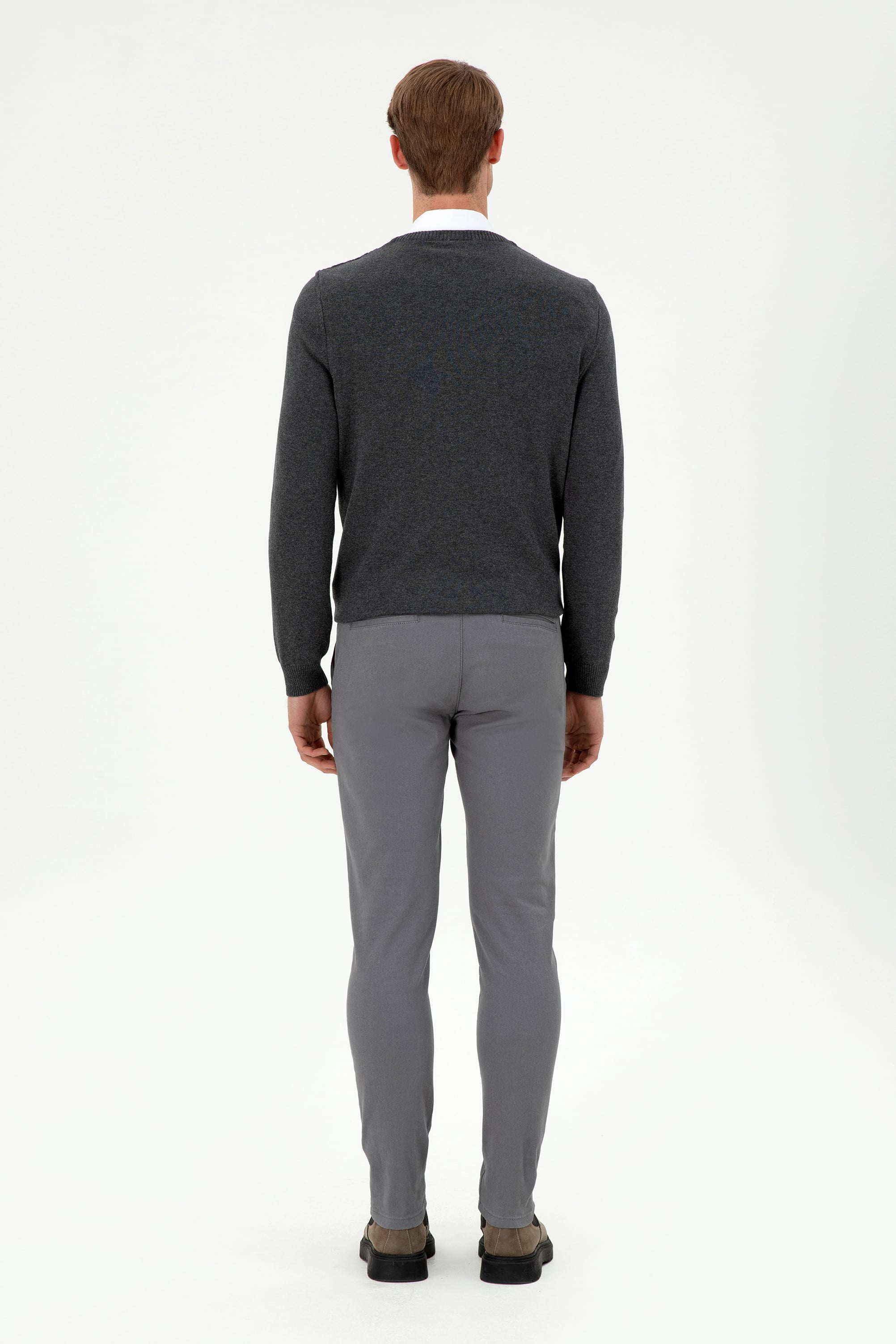 Erkek Slim Fit Gri Kanvas Pantolon - Image 4