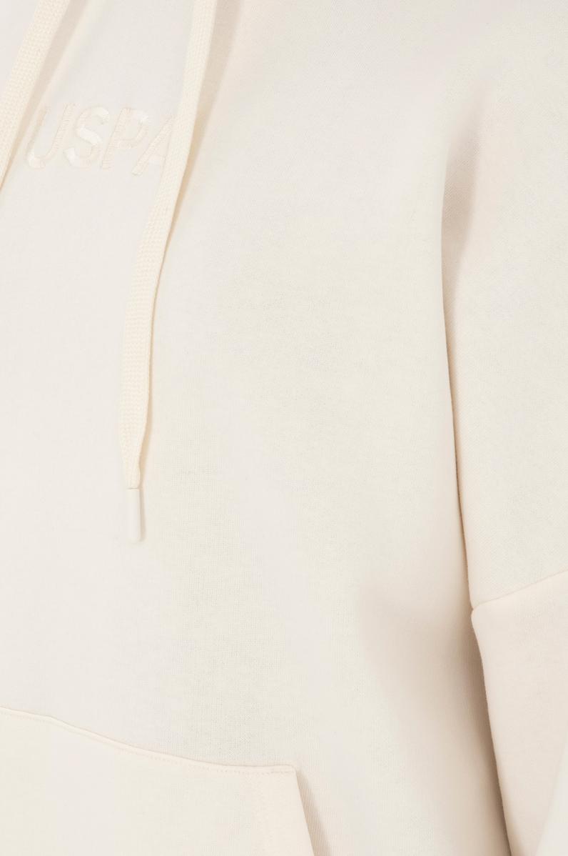 Kadın Krem Kapüşonlu Sweatshirt