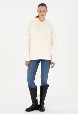 Kadın Krem Kapüşonlu Sweatshirt - 50292370002