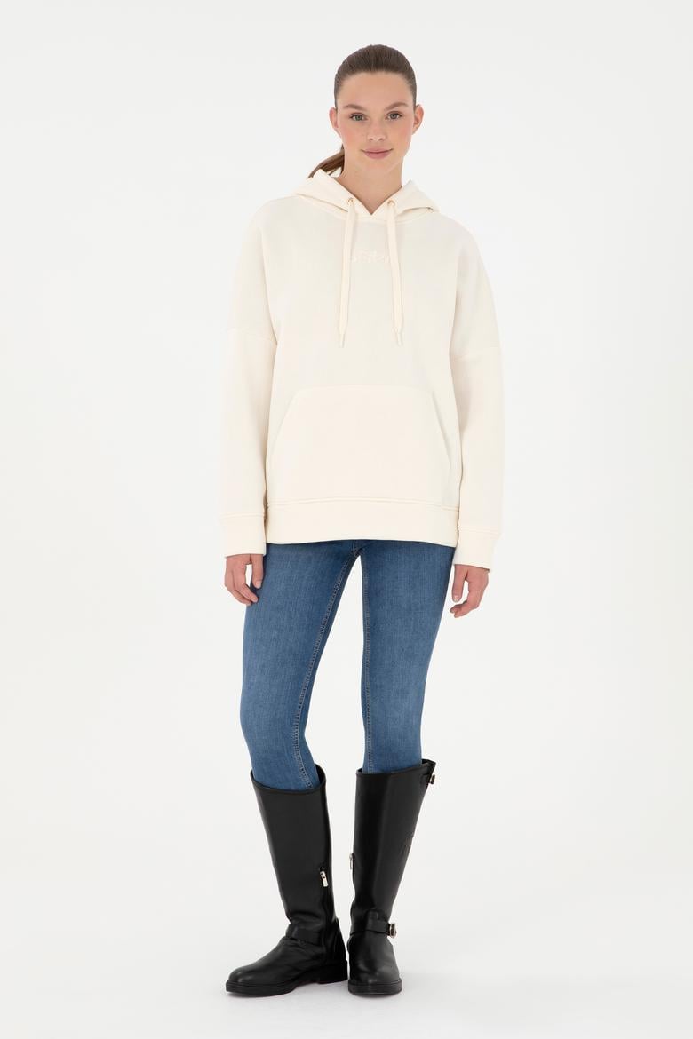 Kadın Krem Kapüşonlu Sweatshirt - 50292370002