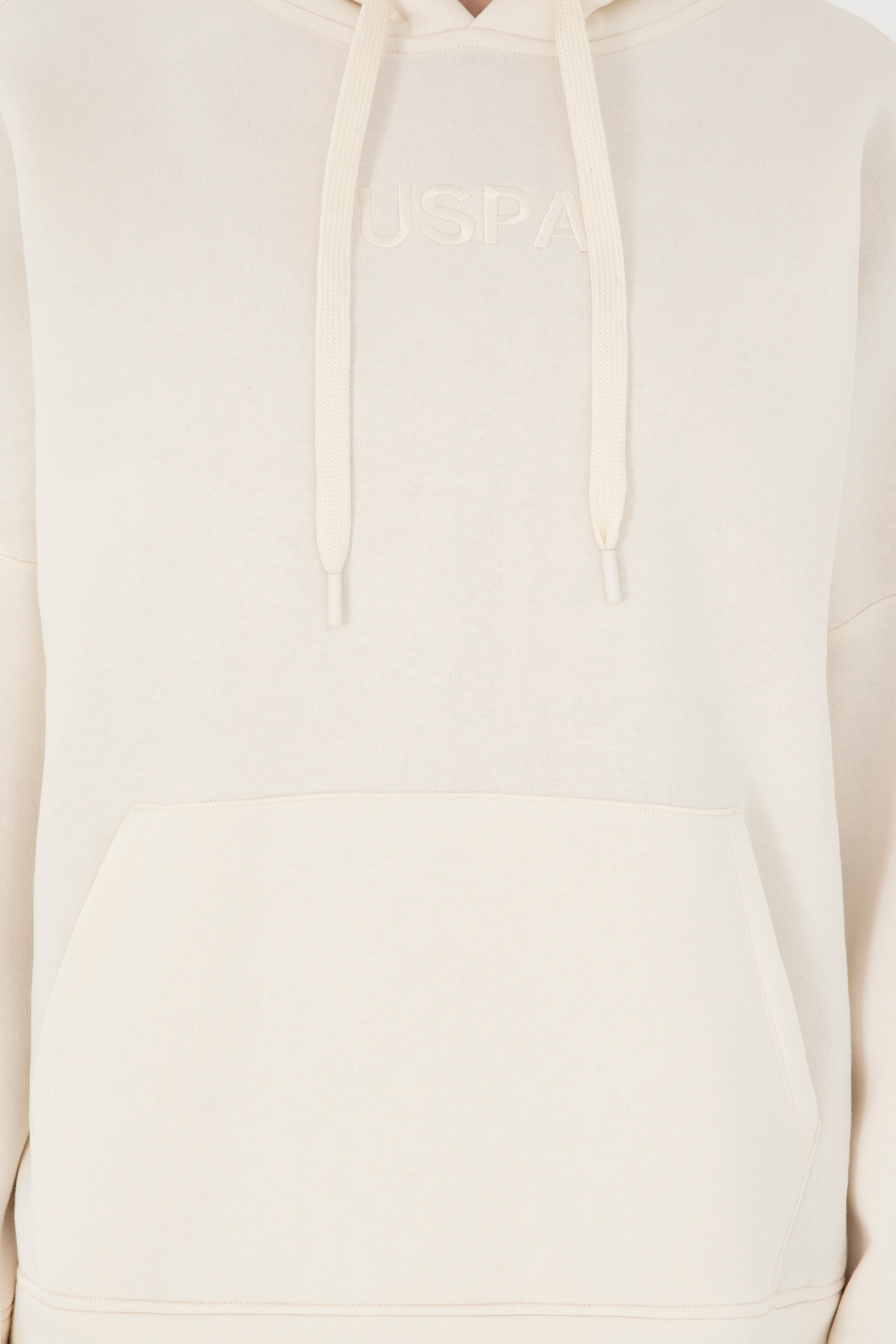 Kadın Krem Kapüşonlu Sweatshirt - Image 6