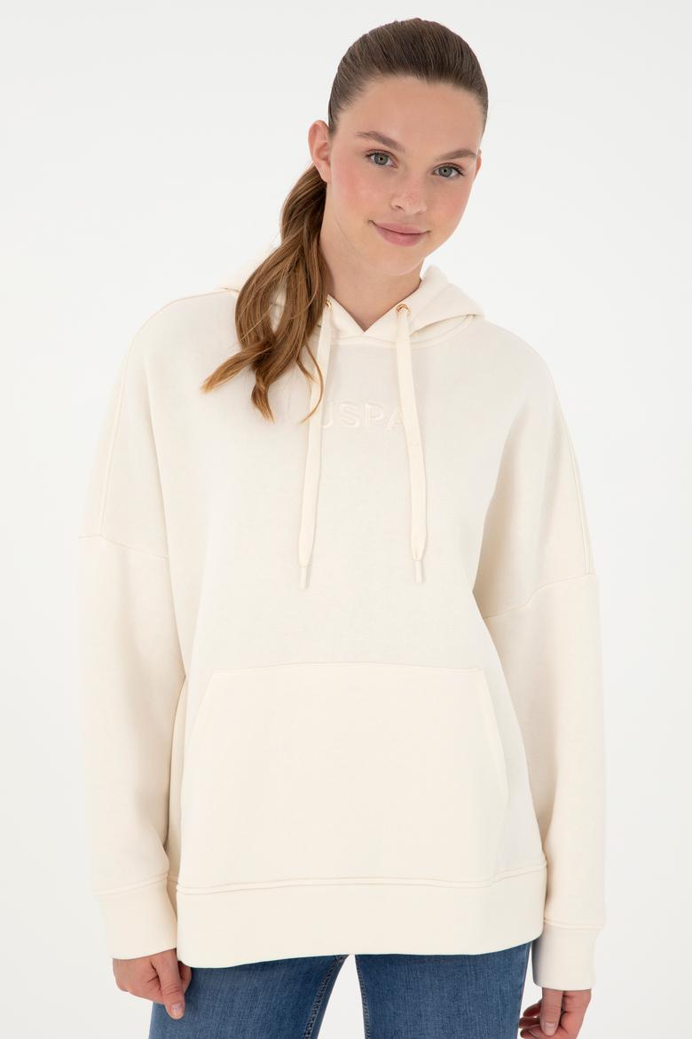 Kadın Krem Kapüşonlu Sweatshirt - 50292370002