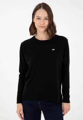 Kadın Siyah Basic Bisiklet Yaka Kazak - 50288951059