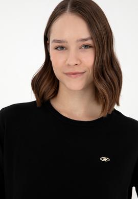 Kadın Siyah Basic Bisiklet Yaka Kazak - 50288951059