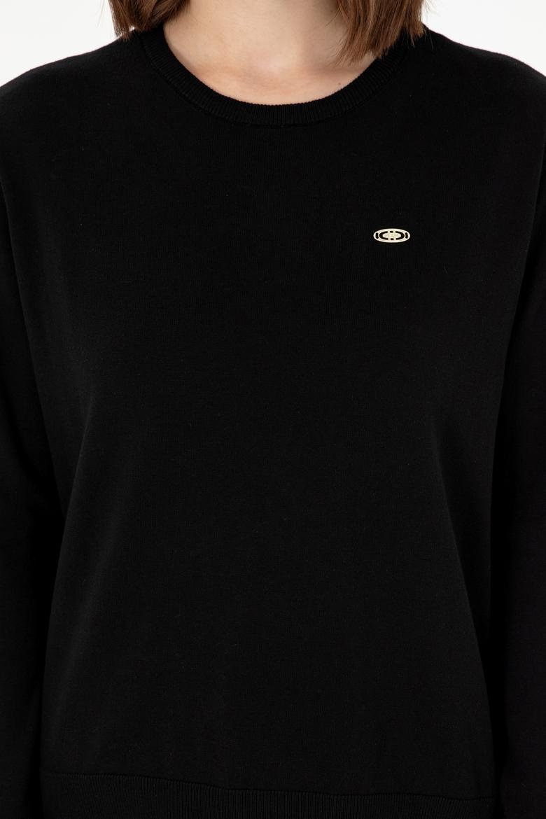 Kadın Siyah Basic Bisiklet Yaka Kazak - 50288951059