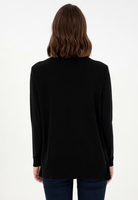 Kadın Siyah Basic Bisiklet Yaka Kazak - 50288951059