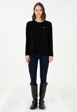 Kadın Siyah Basic Bisiklet Yaka Kazak - 50288951059