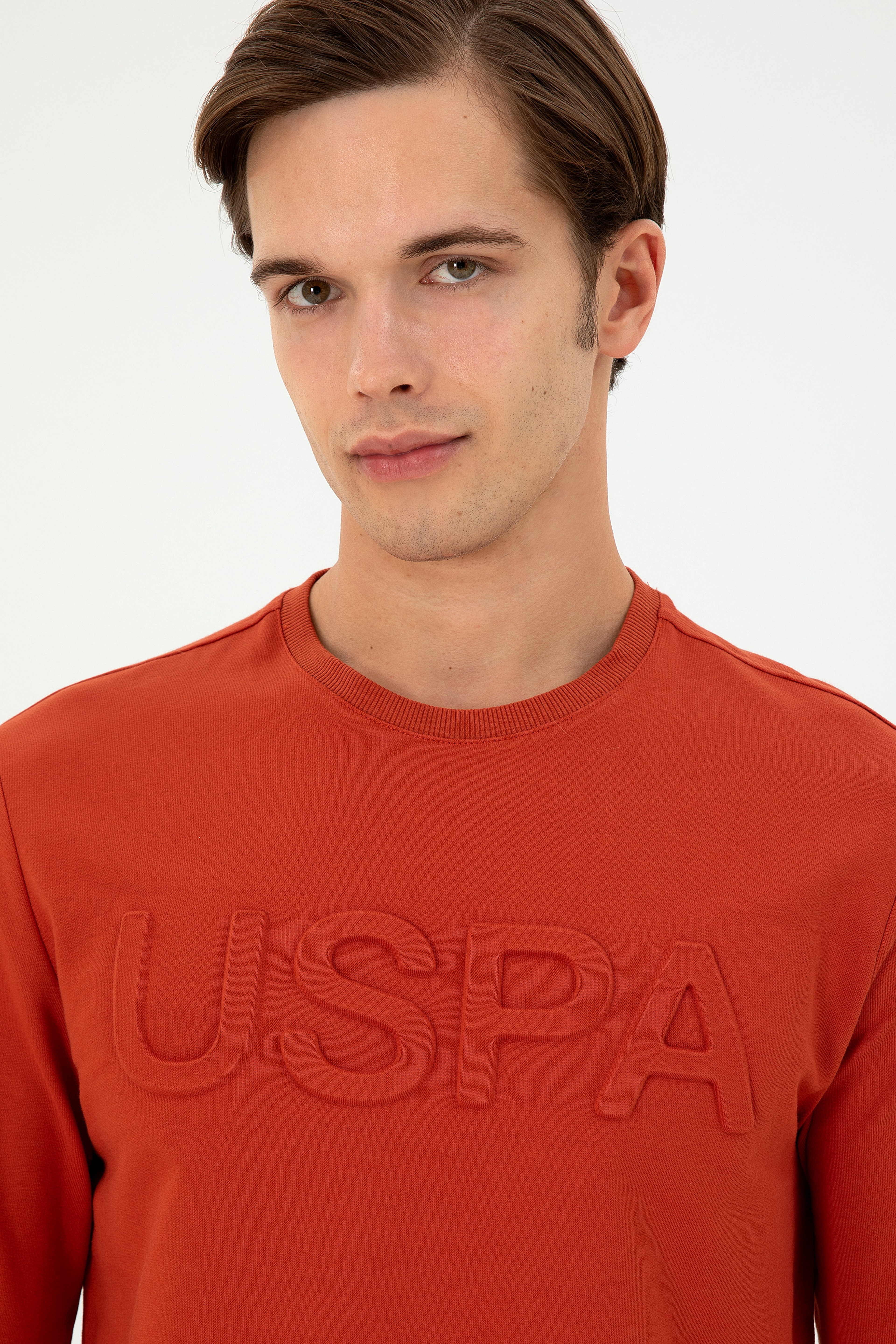 Erkek Regular Fit Bisiklet Yaka Kiremit Basic Sweatshirt