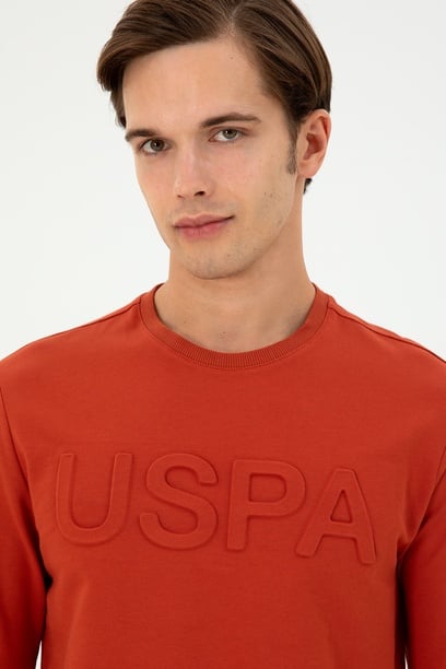 Erkek Regular Fit Bisiklet Yaka Kiremit Basic Sweatshirt