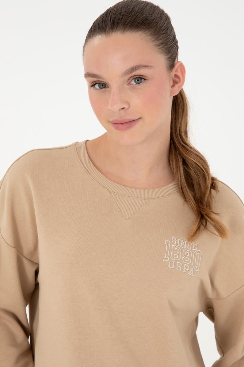 Kadın Kum Bisiklet Yaka Sweatshirt