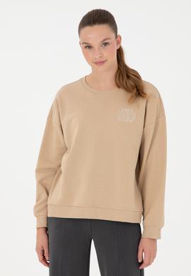 Kadın Kum Bisiklet Yaka Sweatshirt - 50291228007