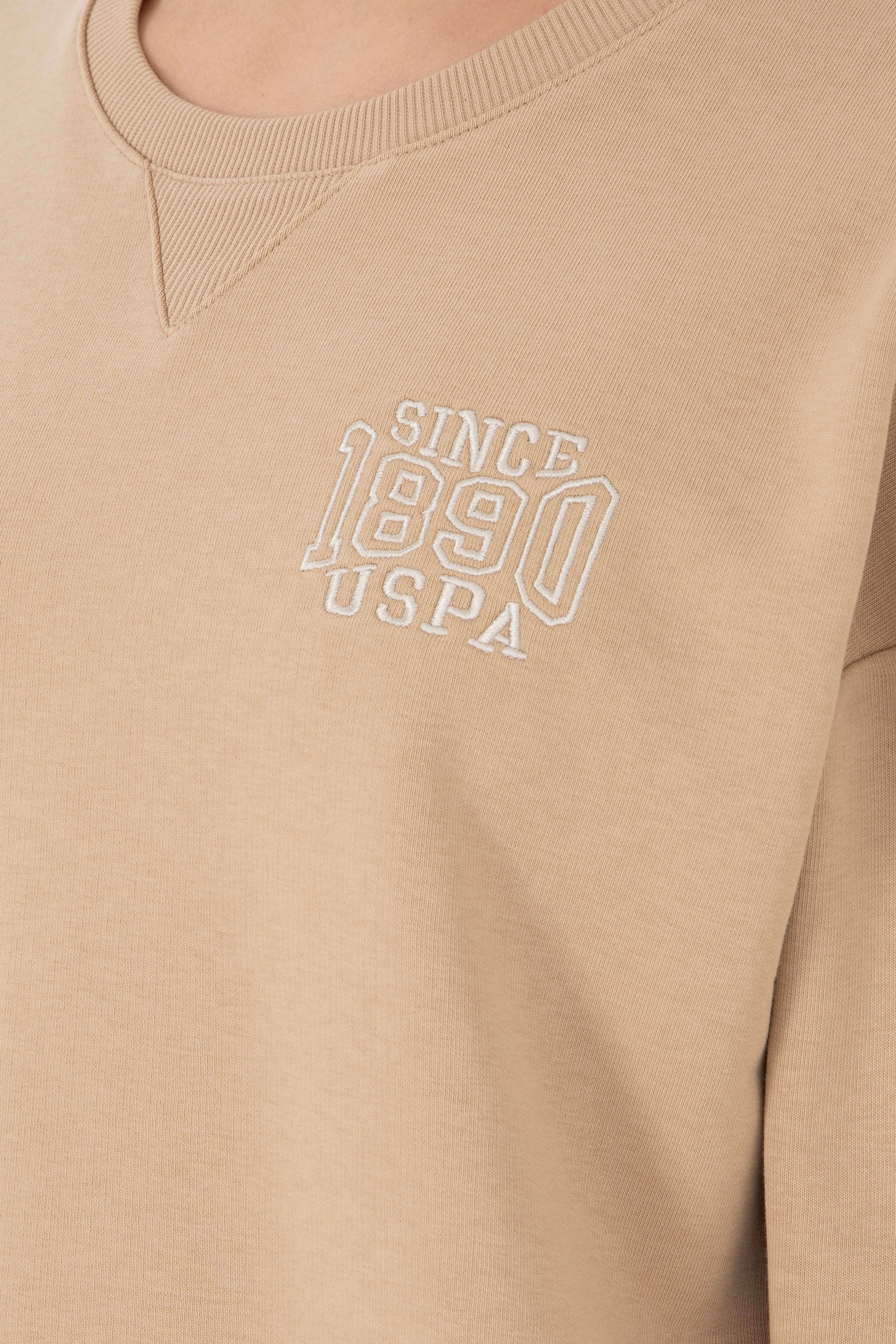 Kadın Kum Bisiklet Yaka Sweatshirt