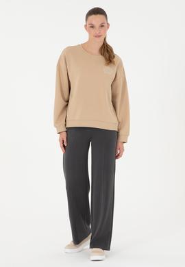 Kadın Kum Bisiklet Yaka Sweatshirt - 50291228007