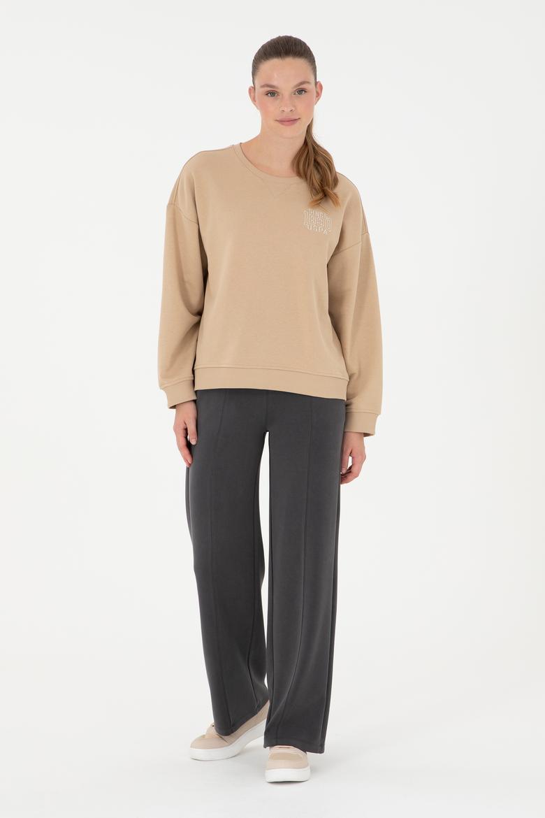 Kadın Kum Bisiklet Yaka Sweatshirt - 50291228007