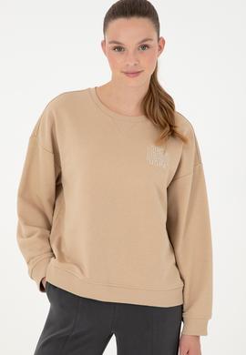Kadın Kum Bisiklet Yaka Sweatshirt - 50291228007