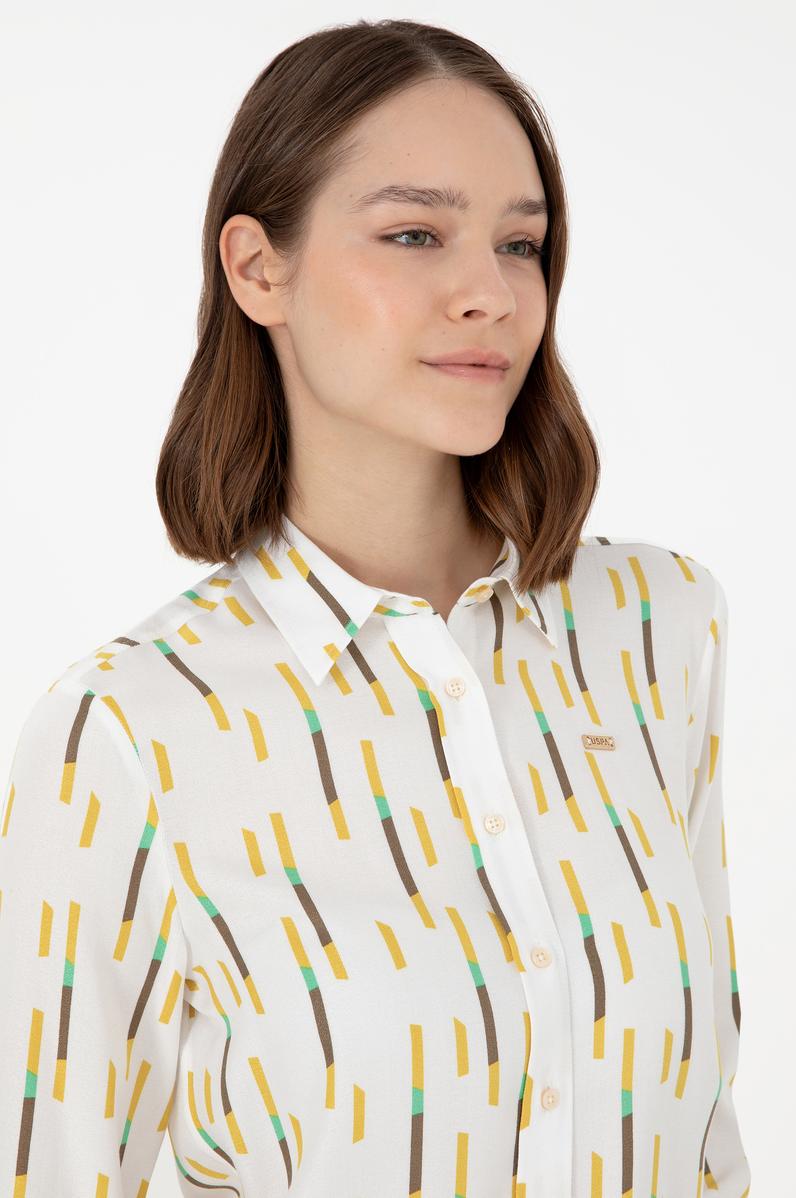 Kadın Haki Uzun Kollu Gömlek