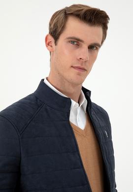 Erkek Lacivert Deri Ceket - 50297246003