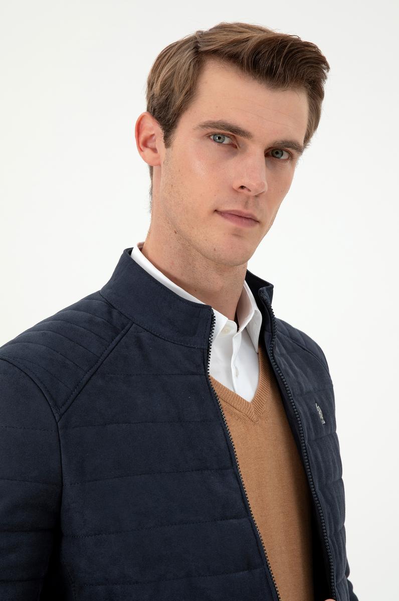 Erkek Lacivert Deri Ceket