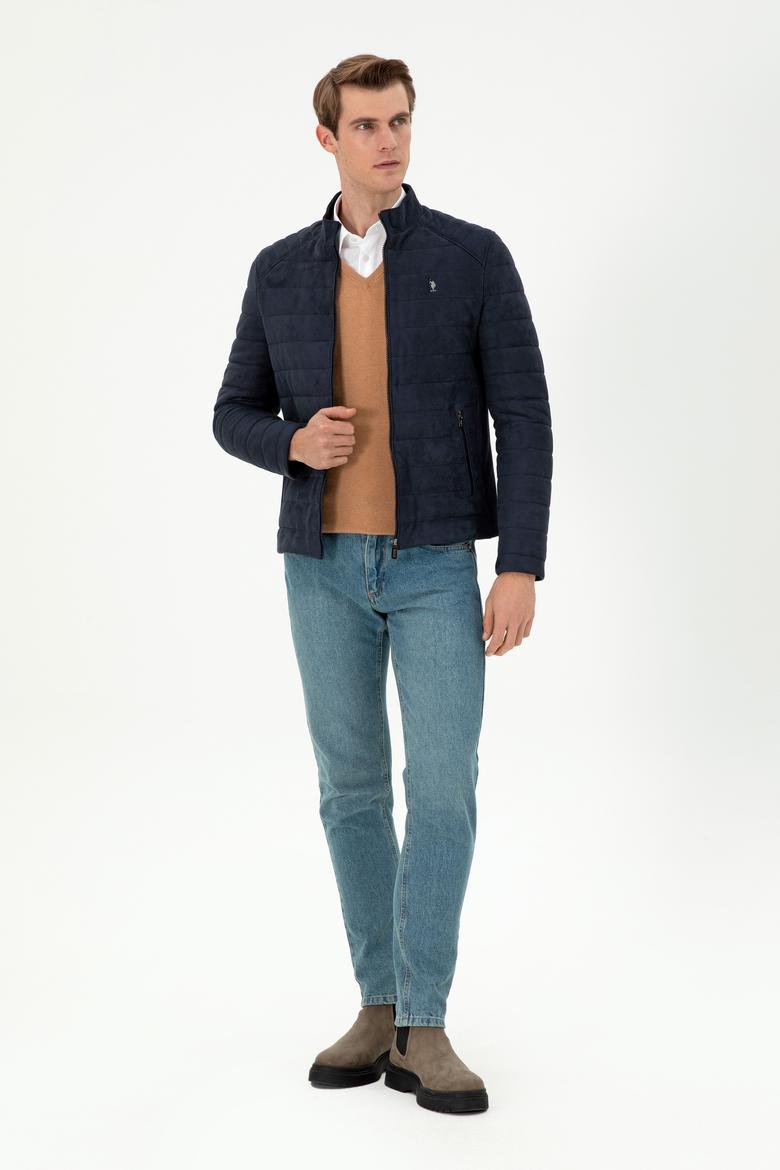 Erkek Lacivert Deri Ceket - 50297246003