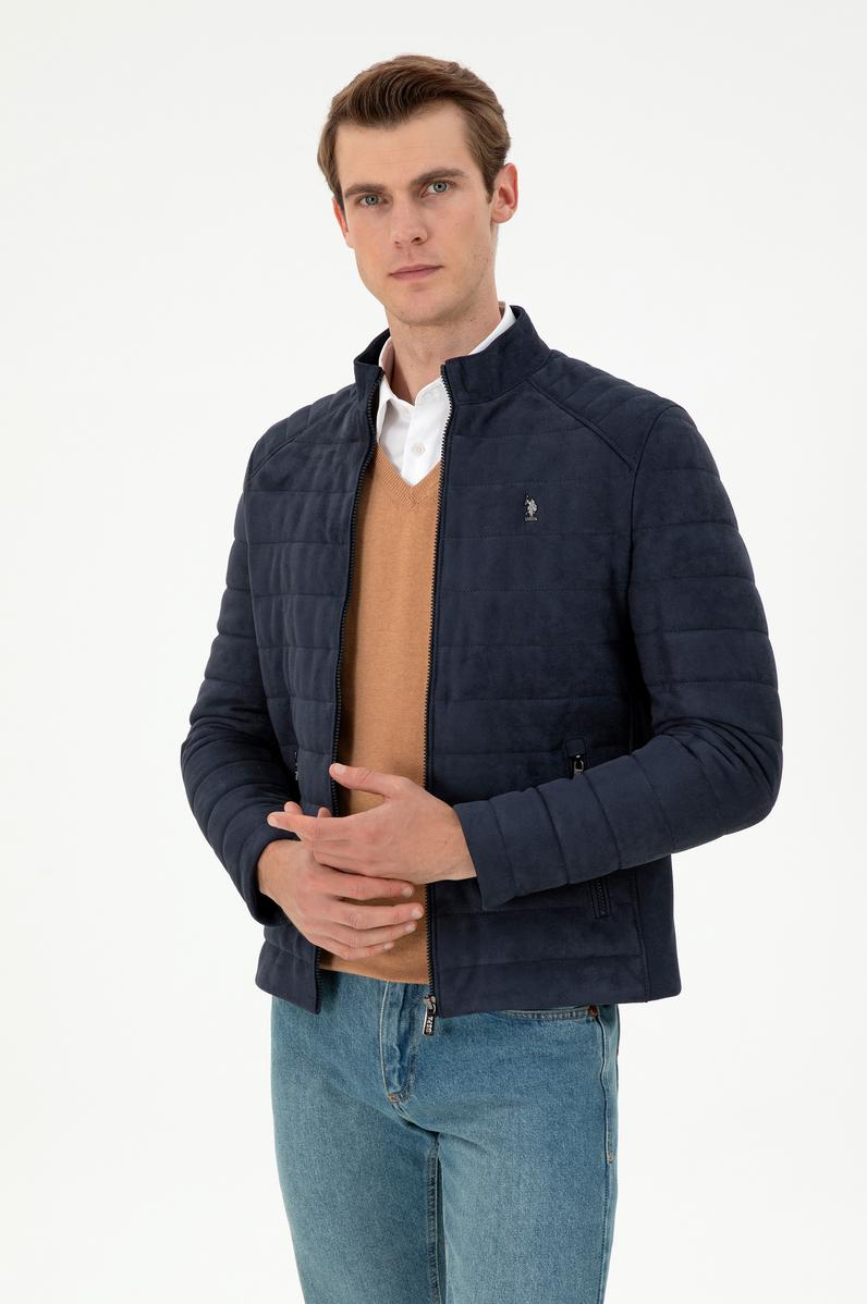 Erkek Lacivert Deri Ceket