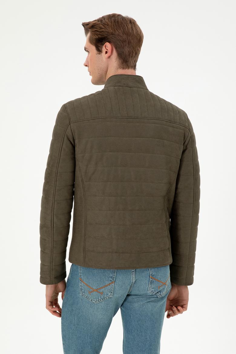 Erkek Haki Deri Ceket - 50297246011