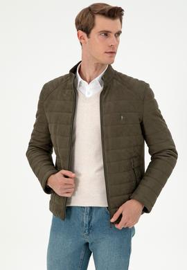 Erkek Haki Deri Ceket - 50297246011