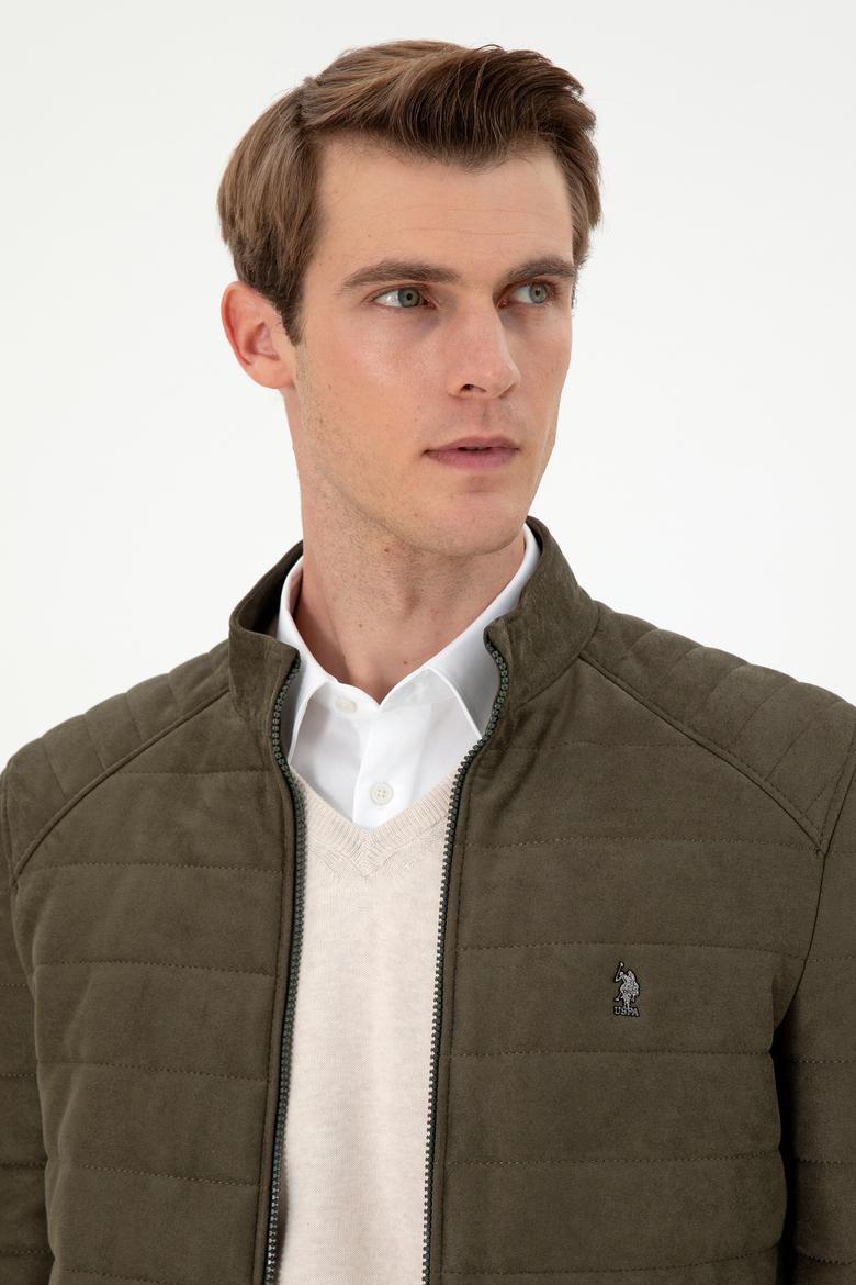 Erkek Haki Deri Ceket - 50297246011